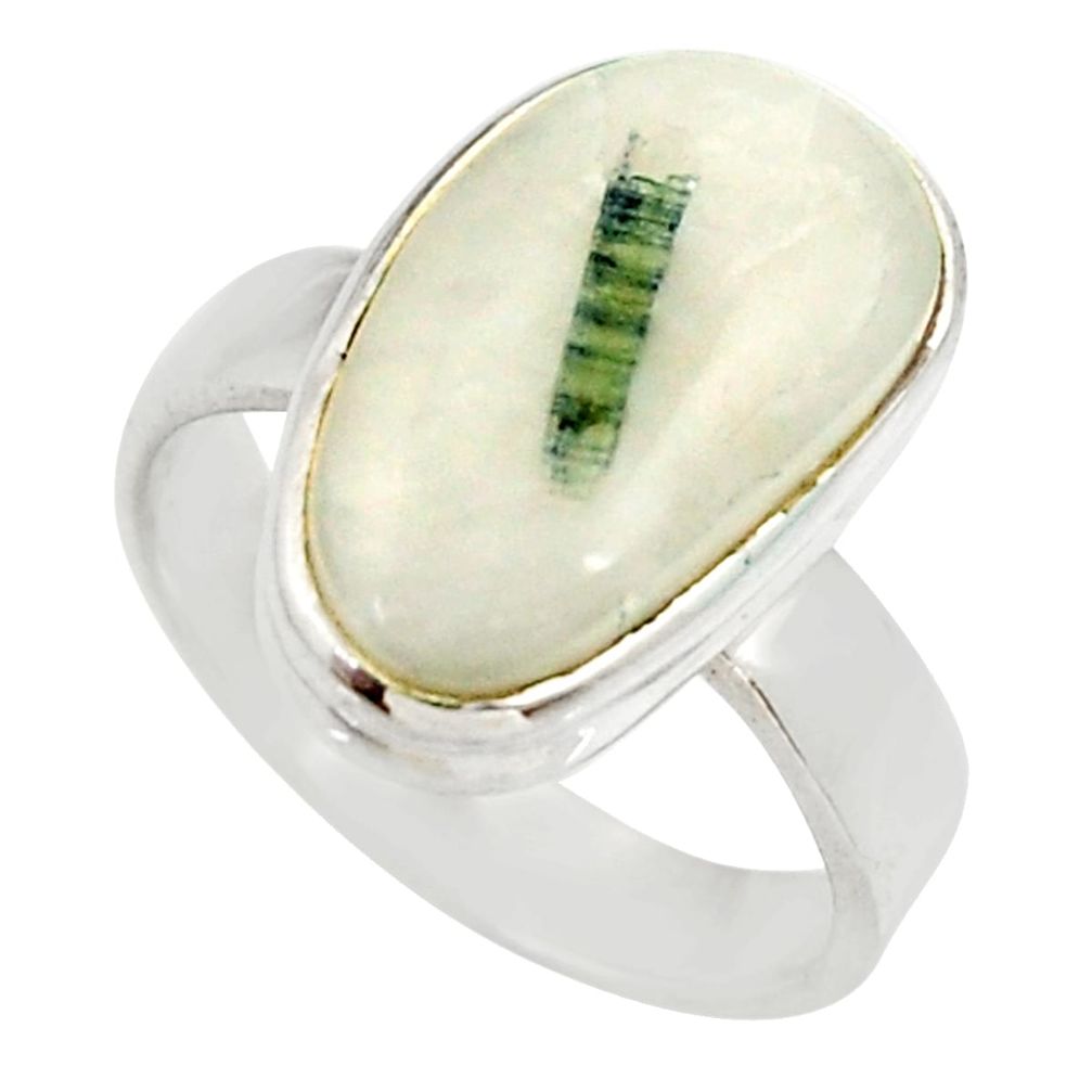6.67cts natural tourmaline in quartz 925 silver solitaire ring size 7.5 d35980