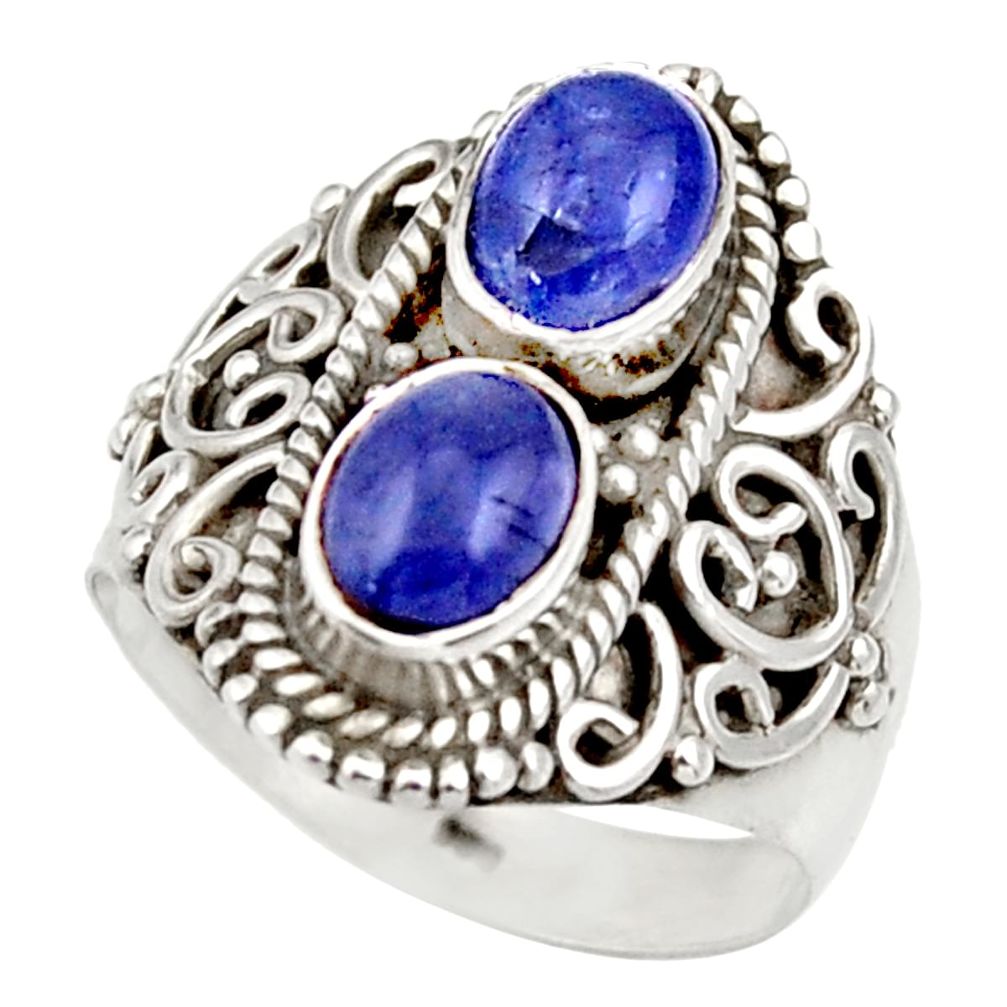 blue tanzanite 925 sterling silver ring jewelry size 7.5 d35984