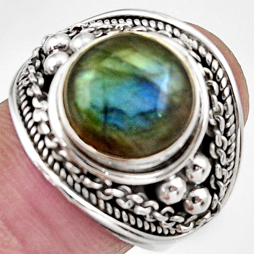 blue labradorite 925 silver solitaire ring jewelry size 9 d36009
