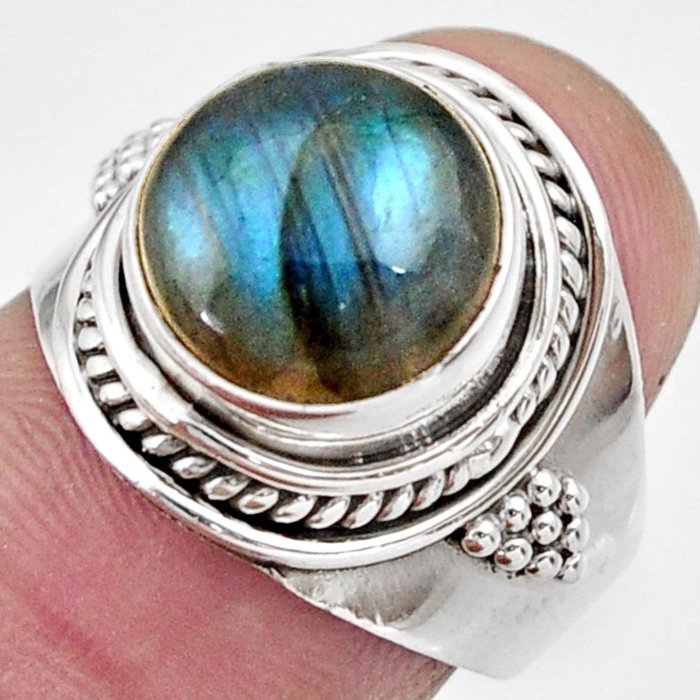 5.51cts natural blue labradorite 925 silver solitaire ring jewelry size 7 d36010