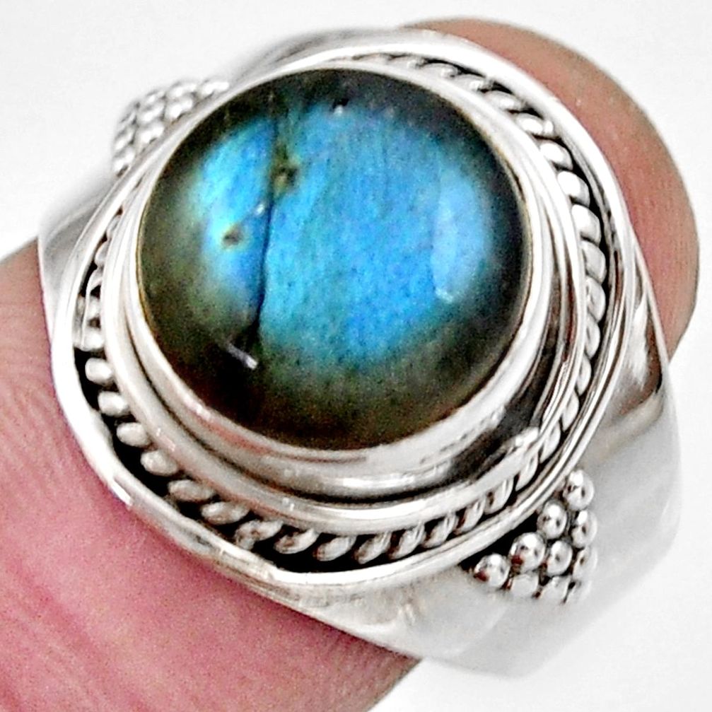 blue labradorite 925 silver solitaire ring jewelry size 9 d36011