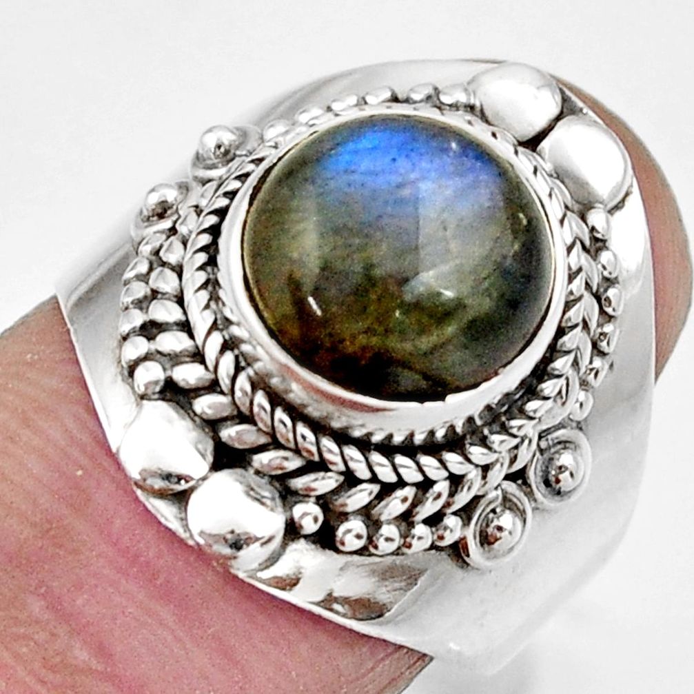 blue labradorite 925 silver solitaire ring size 7.5 d36059