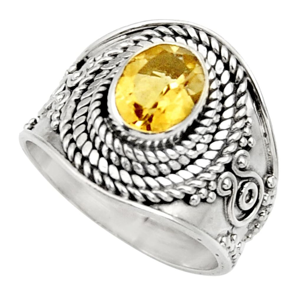 2.20cts natural yellow citrine 925 silver solitaire ring jewelry size 7 d36081
