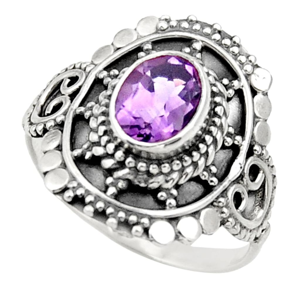 2.01cts natural purple amethyst 925 silver solitaire ring jewelry size 8 d36082