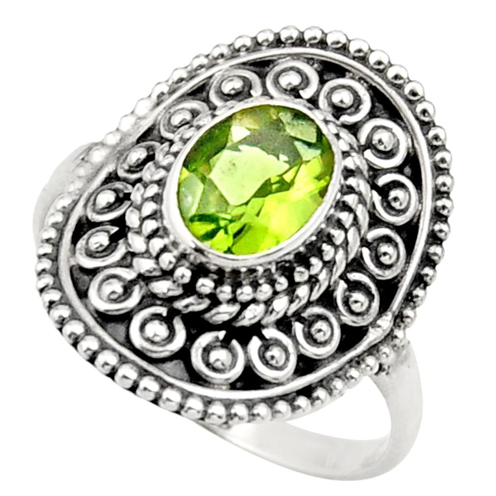 1.94cts natural green peridot 925 silver solitaire ring jewelry size 8 d36085