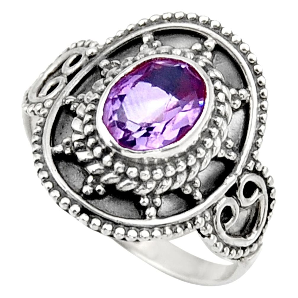2.21cts natural purple amethyst 925 silver solitaire ring size 7.5 d36087