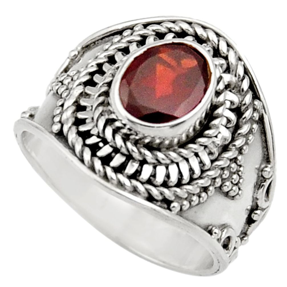 2.19cts natural red garnet 925 sterling silver solitaire ring size 6 d36091