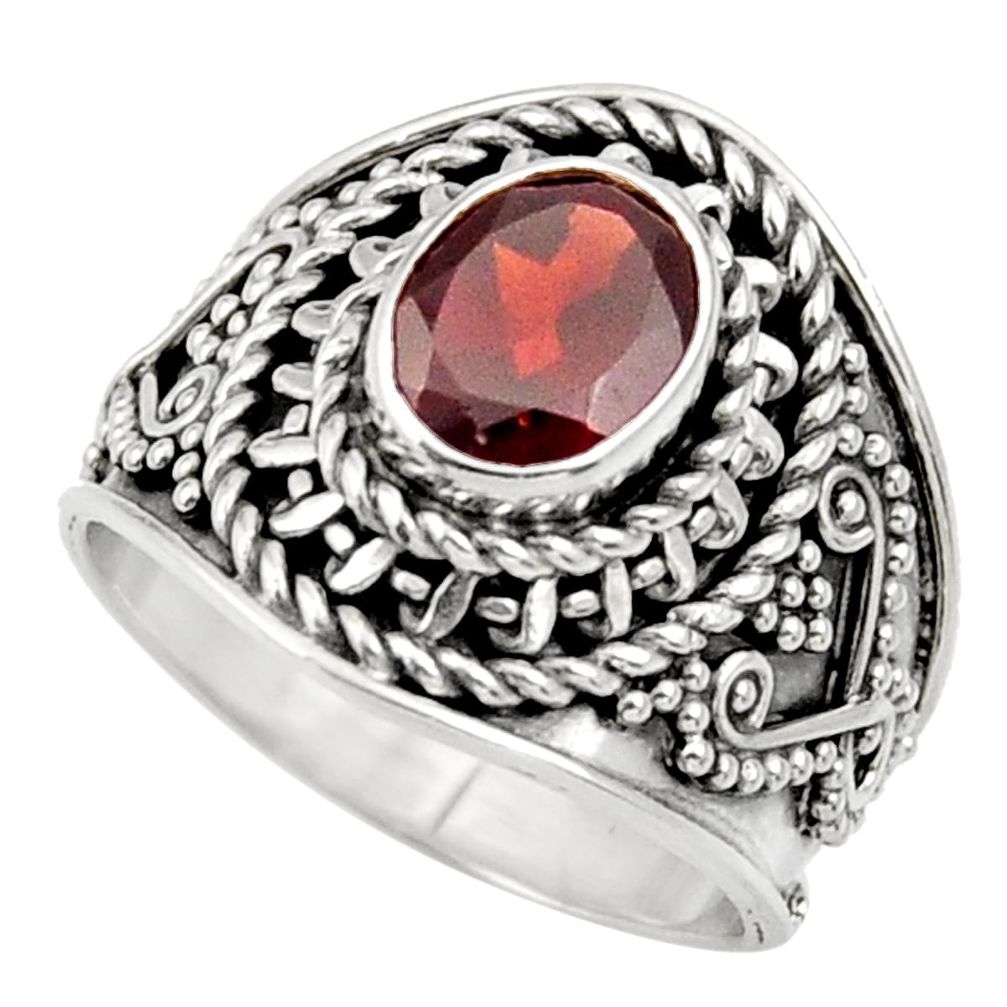 2.01cts natural red garnet 925 sterling silver solitaire ring size 6 d36092