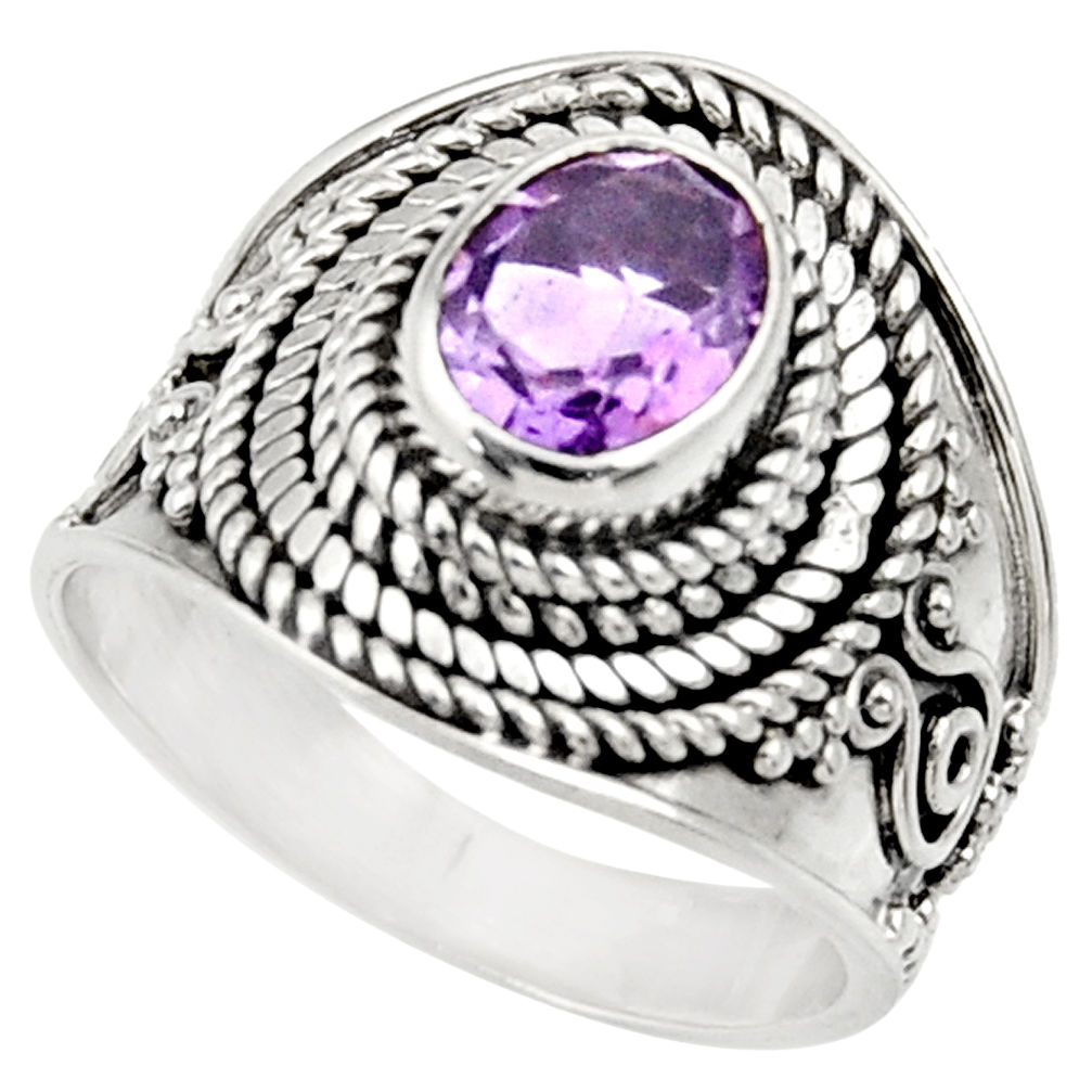 2.11cts natural purple amethyst 925 silver solitaire ring jewelry size 6 d36094