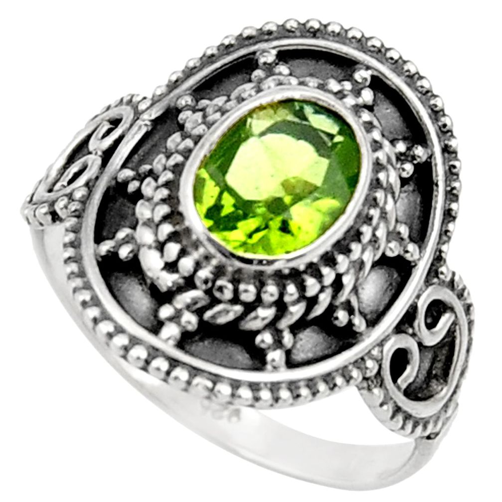 925 silver 2.14cts natural green peridot solitaire ring jewelry size 7 d36095
