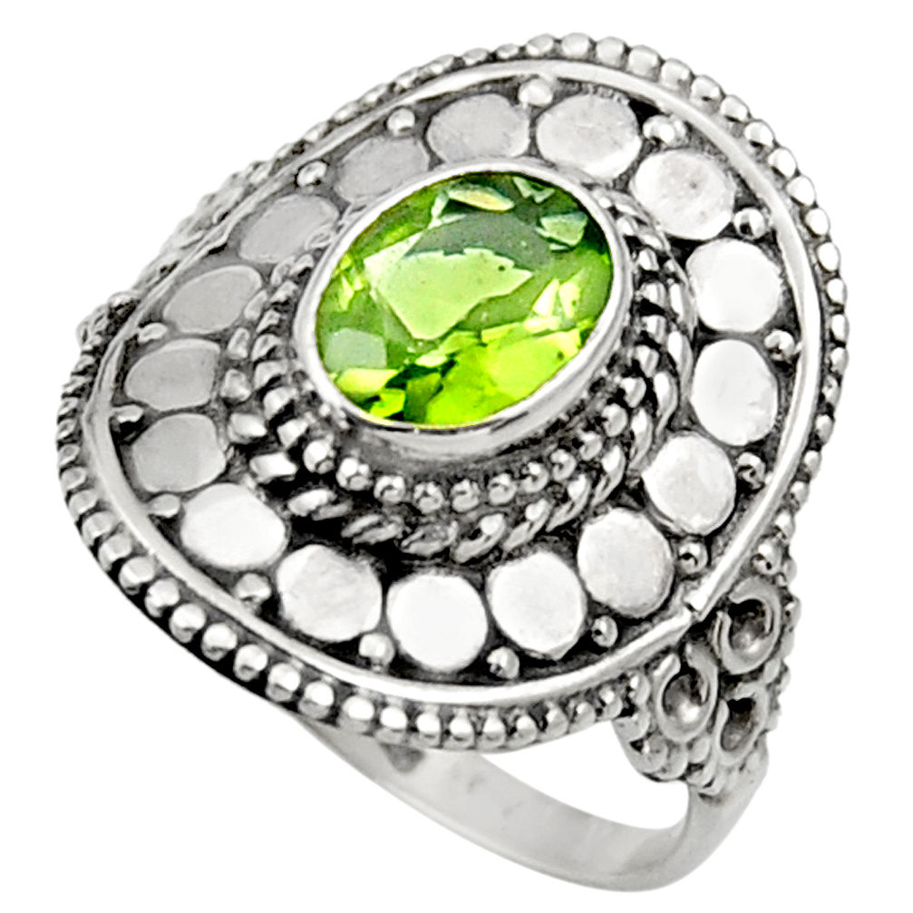 2.11cts natural green peridot 925 silver solitaire ring jewelry size 7 d36097