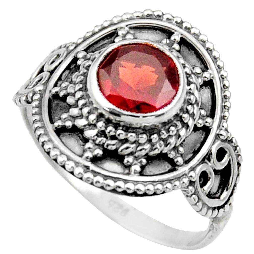 925 sterling silver 2.09cts natural red garnet solitaire ring size 7.5 d36099