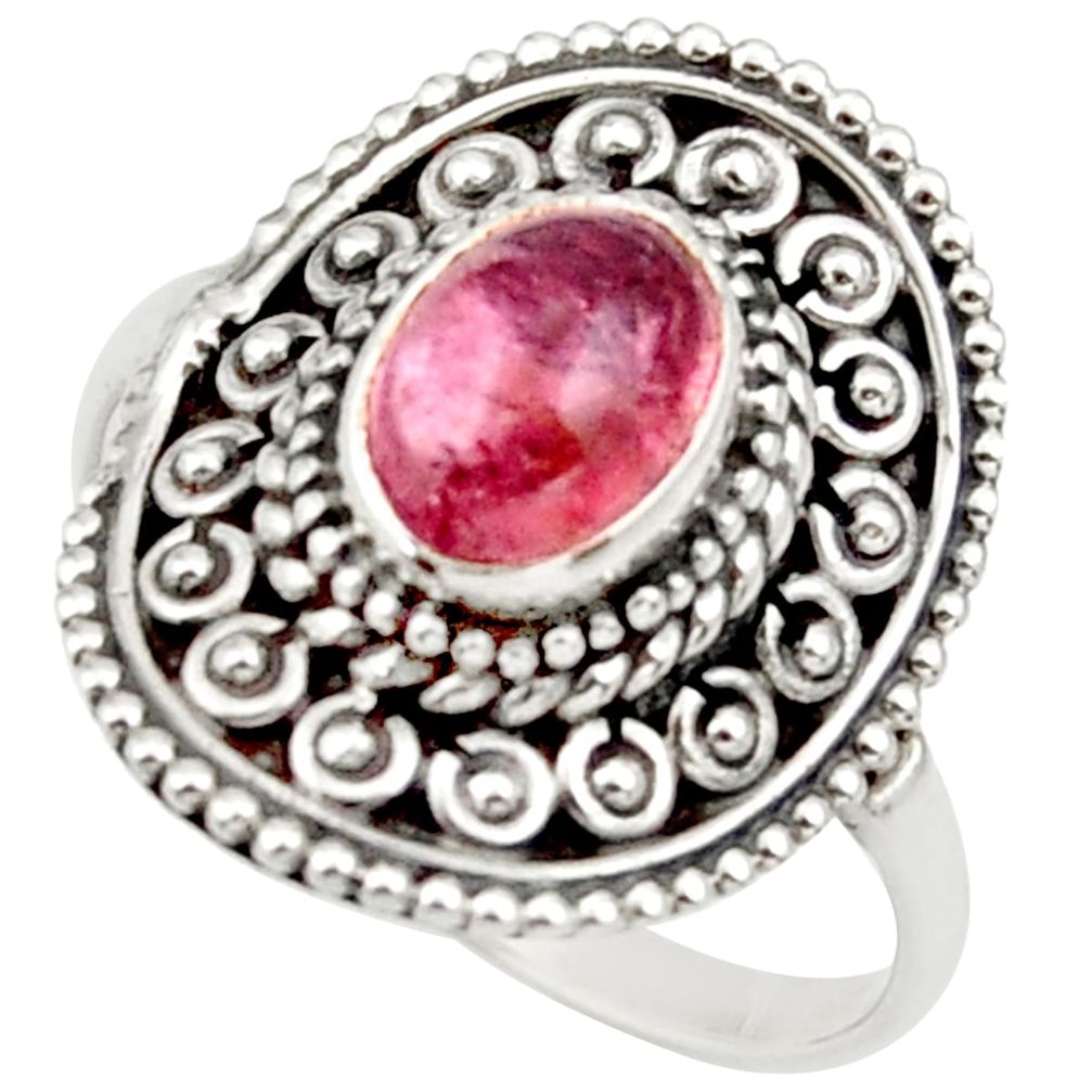 2.23cts natural pink tourmaline 925 silver solitaire ring size 7.5 d36101