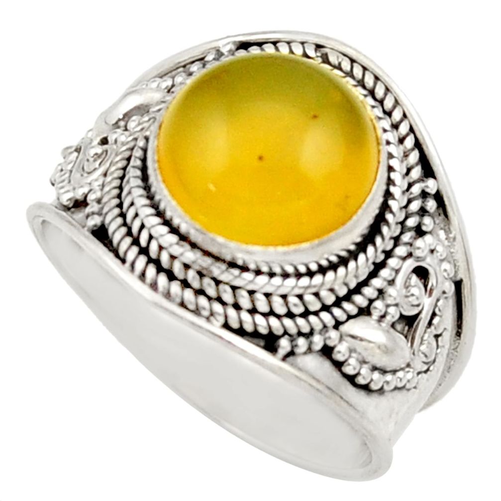 yellow olive opal 925 silver solitaire ring size 8 d36146