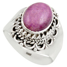 Clearance Sale- 4.52cts natural purple purpurite 925 silver solitaire ring size 6.5 d36148