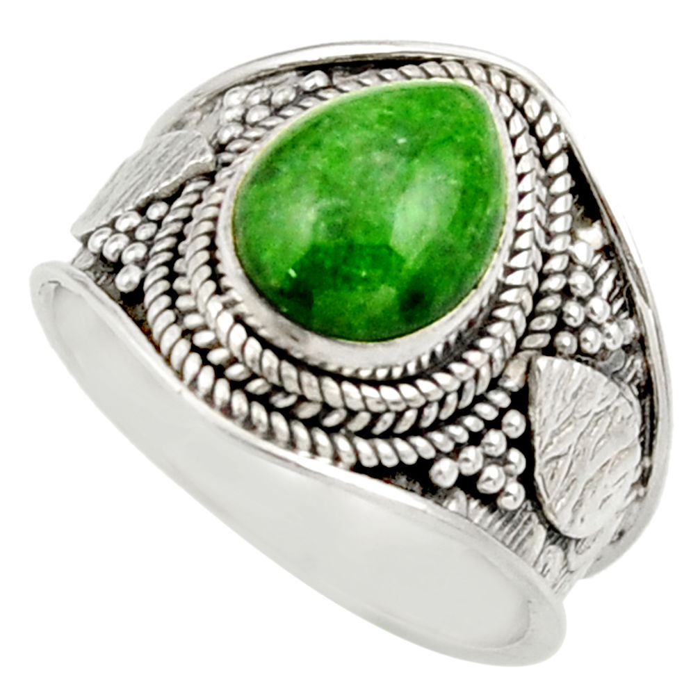 green chrome diopside 925 silver solitaire ring size 7.5 d36150