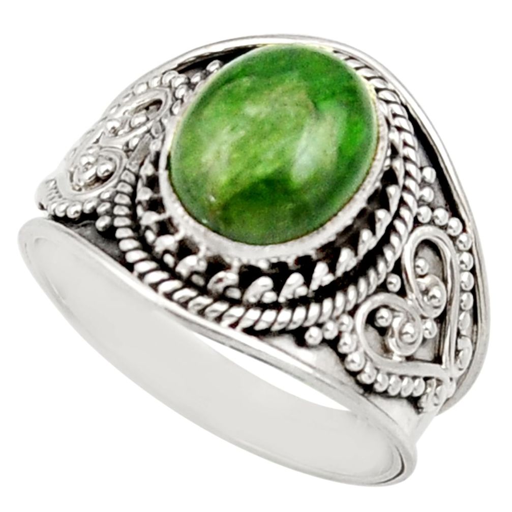 4.40cts natural green chrome diopside 925 silver solitaire ring size 7.5 d36151