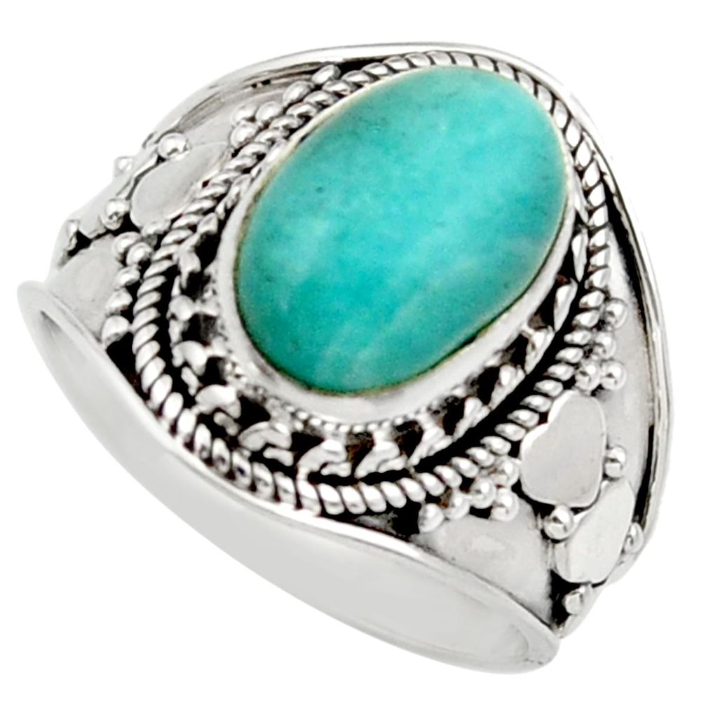 green peruvian amazonite 925 silver solitaire ring size 8 d36156