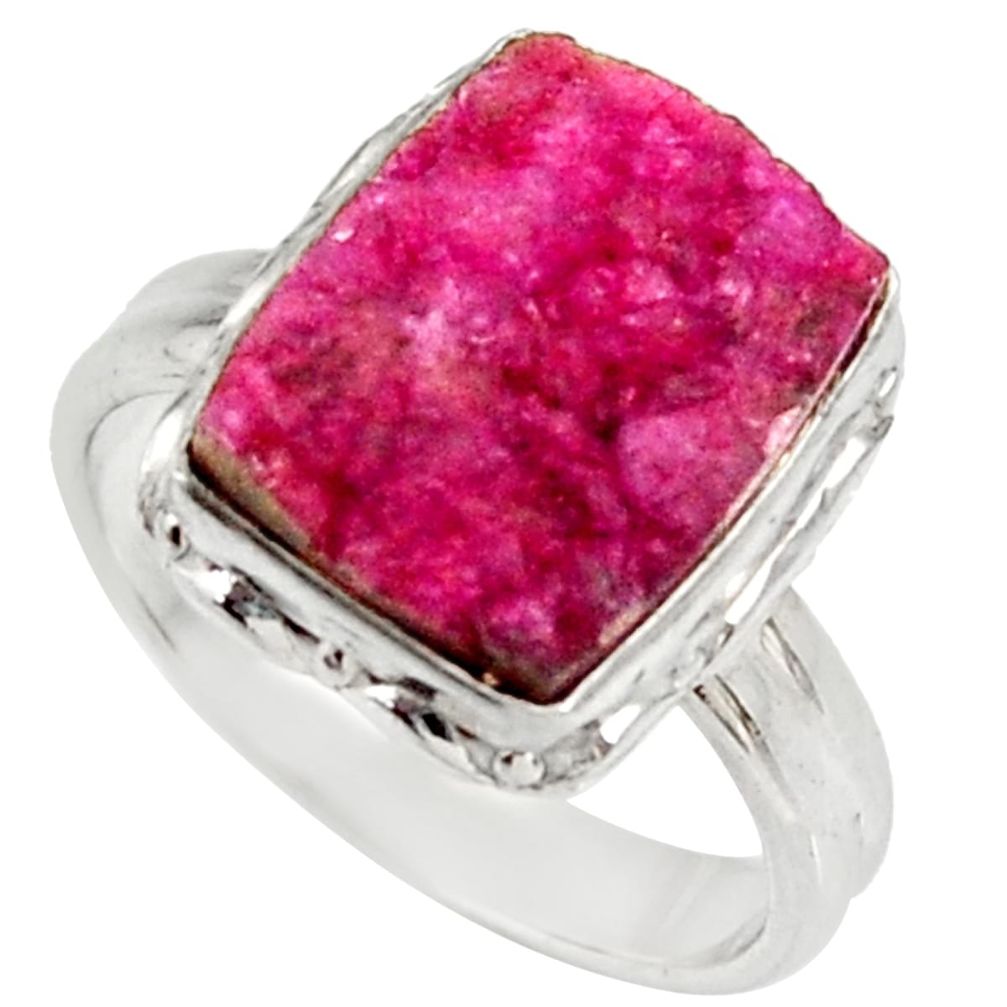 5.38cts natural pink cobalt druzy 925 sterling silver ring size 6.5 d36177