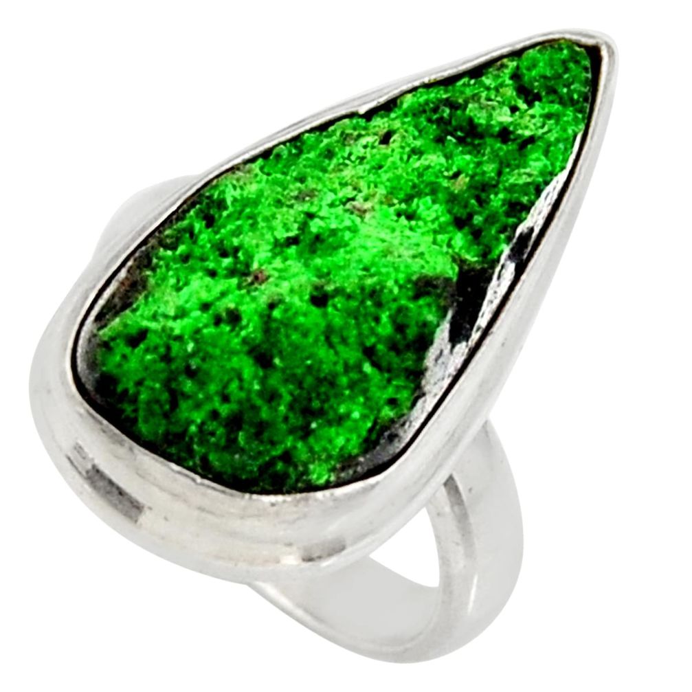 14.12cts natural green uvarovite garnet 925 sterling silver ring size 5 d36179