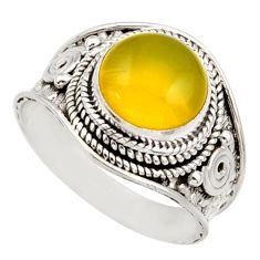 yellow olive opal 925 silver solitaire ring size 8.5 d36200