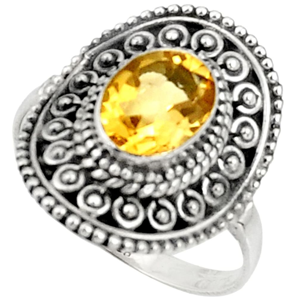 925 sterling silver 3.28cts natural yellow citrine solitaire ring size 9 d37197