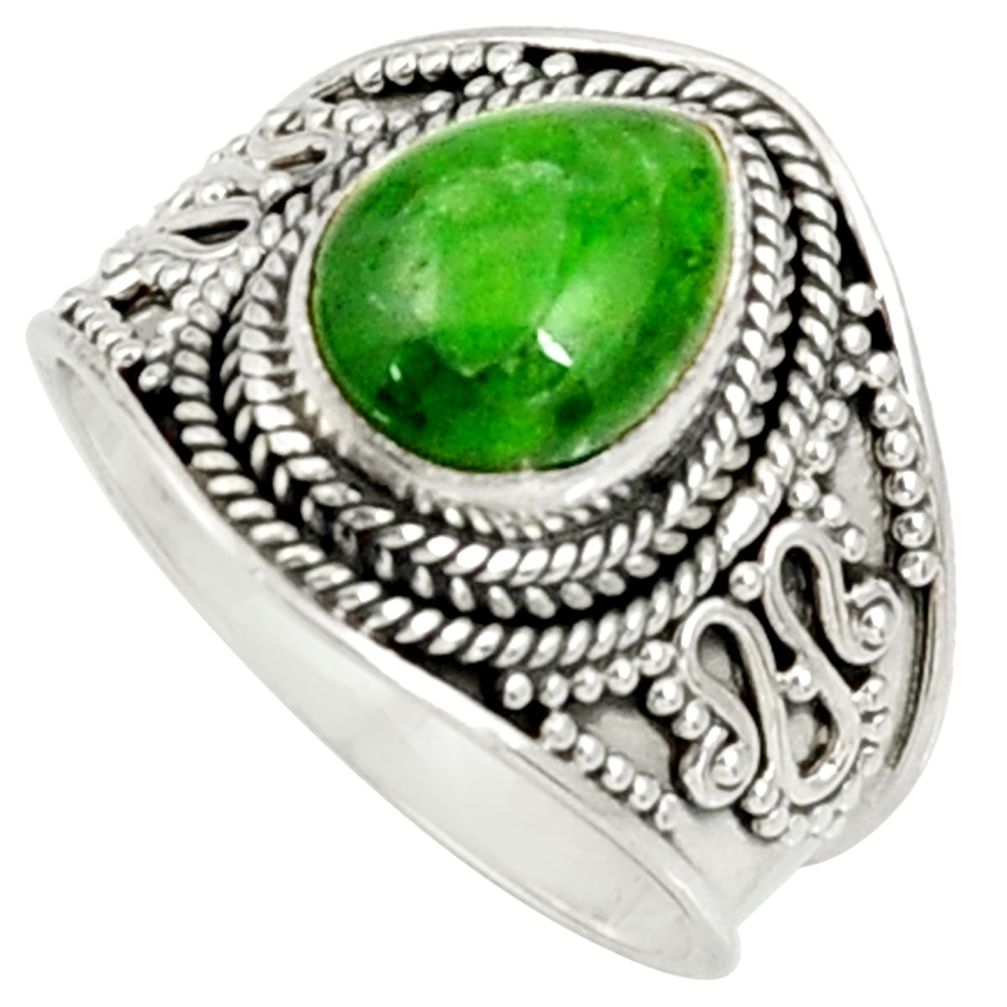 green chrome diopside 925 silver solitaire ring size 8 d37211
