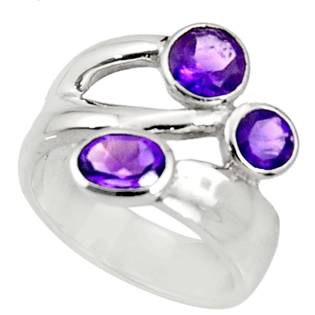 ver 3.74cts natural purple amethyst ring jewelry size 6.5 d37304