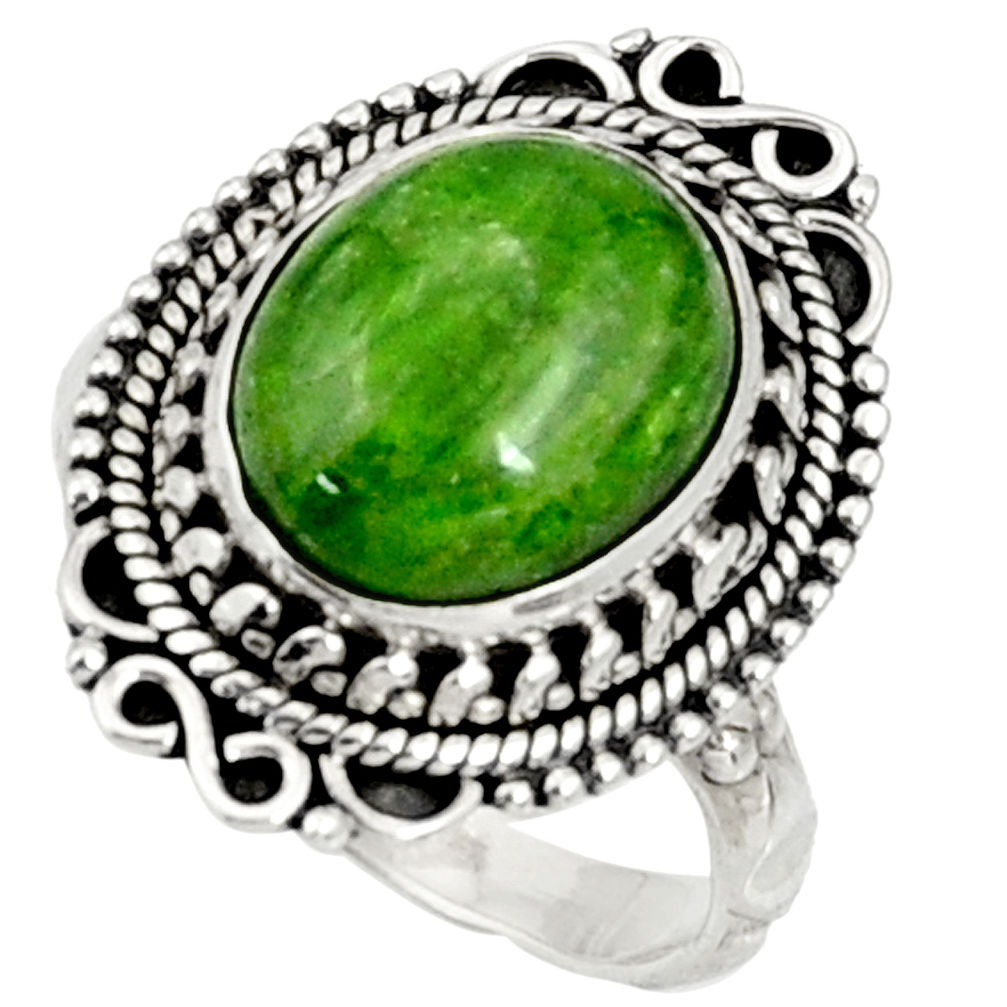 925 silver 5.53cts natural green chrome diopside solitaire ring size 6.5 d37344