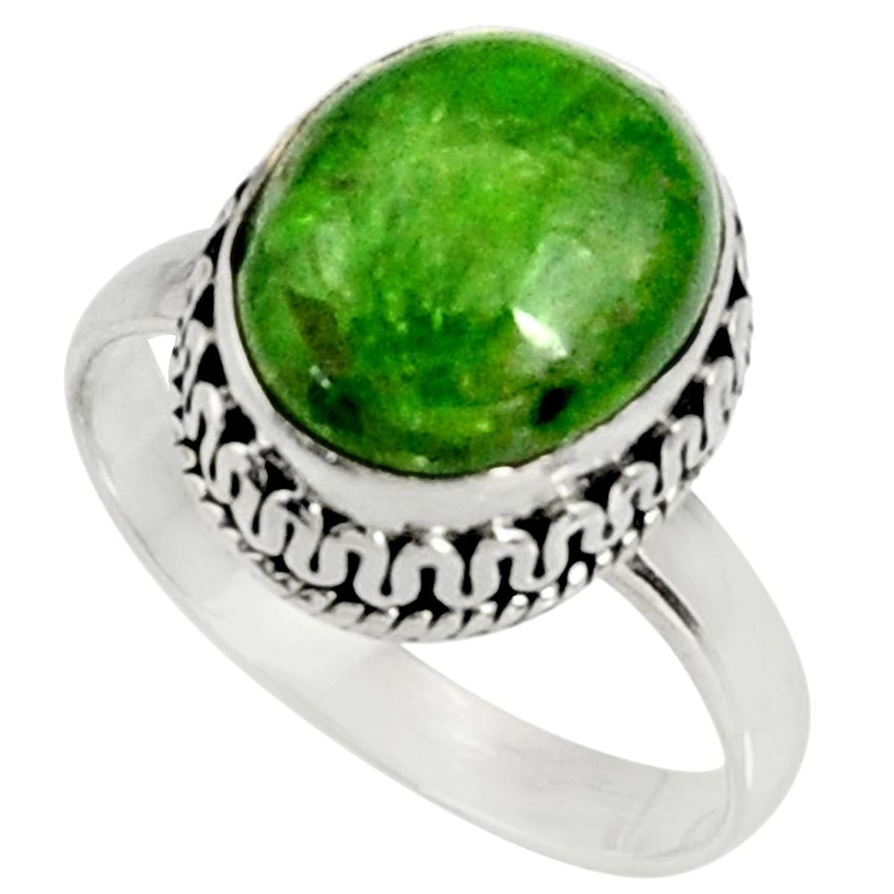 5.16cts natural green chrome diopside 925 silver solitaire ring size 7.5 d37345