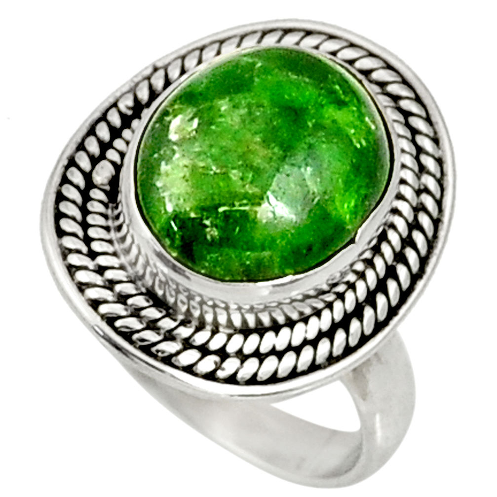 5.52cts natural green chrome diopside 925 silver solitaire ring size 6.5 d37346