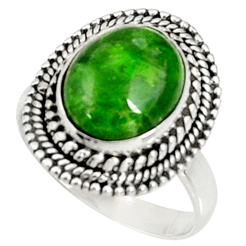 5.37cts natural green chrome diopside 925 silver solitaire ring size 8 d37352