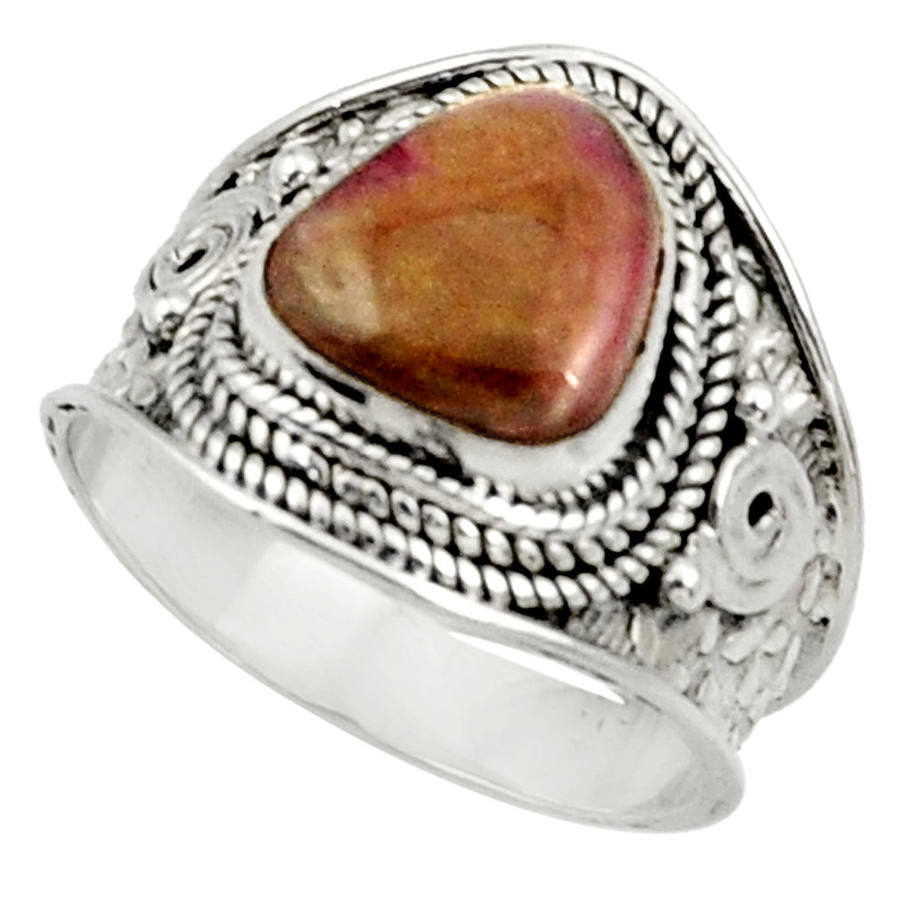 5.52cts natural pink bio tourmaline 925 silver solitaire ring size 8.5 d37442