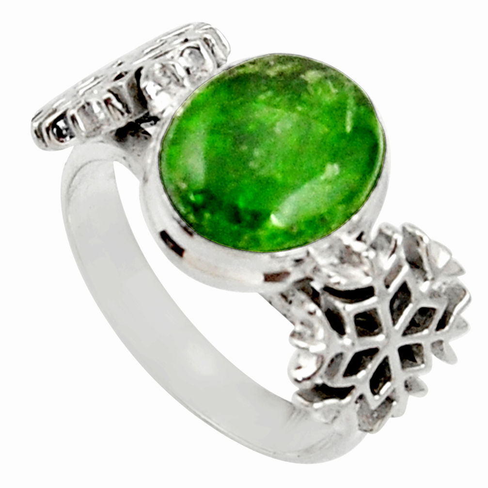 4.92cts natural green chrome diopside 925 silver solitaire ring size 8.5 d37508