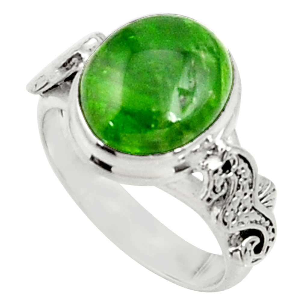 5.53cts natural chrome diopside silver seahorse solitaire ring size 6.5 d37511