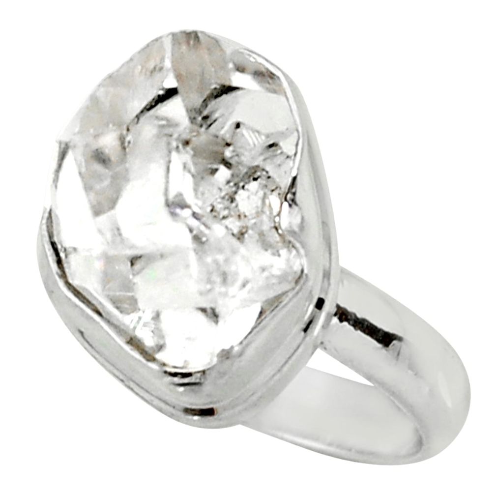9.10cts natural white herkimer diamond 925 silver solitaire ring size 6.5 d37679