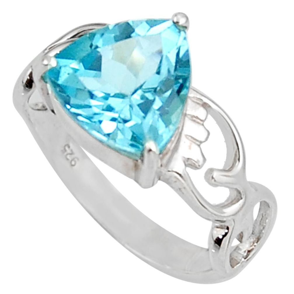 5.84cts natural blue topaz 925 sterling silver solitaire ring size 7.5 d38782