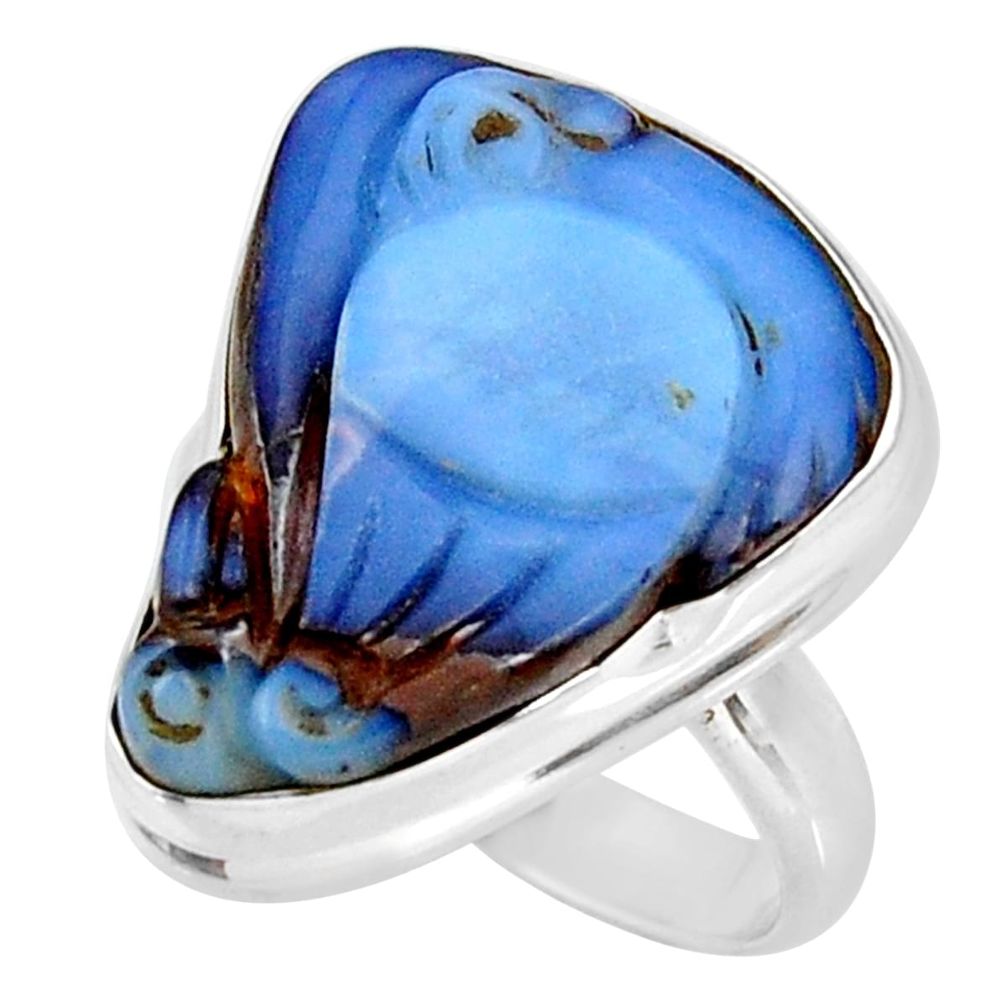 925 silver 15.02cts natural boulder opal carving solitaire ring size 7 d38847