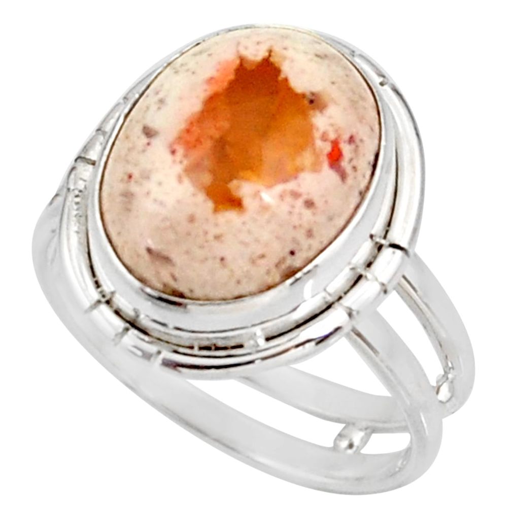 6.84cts natural mexican fire opal 925 silver solitaire ring size 8.5 d38893