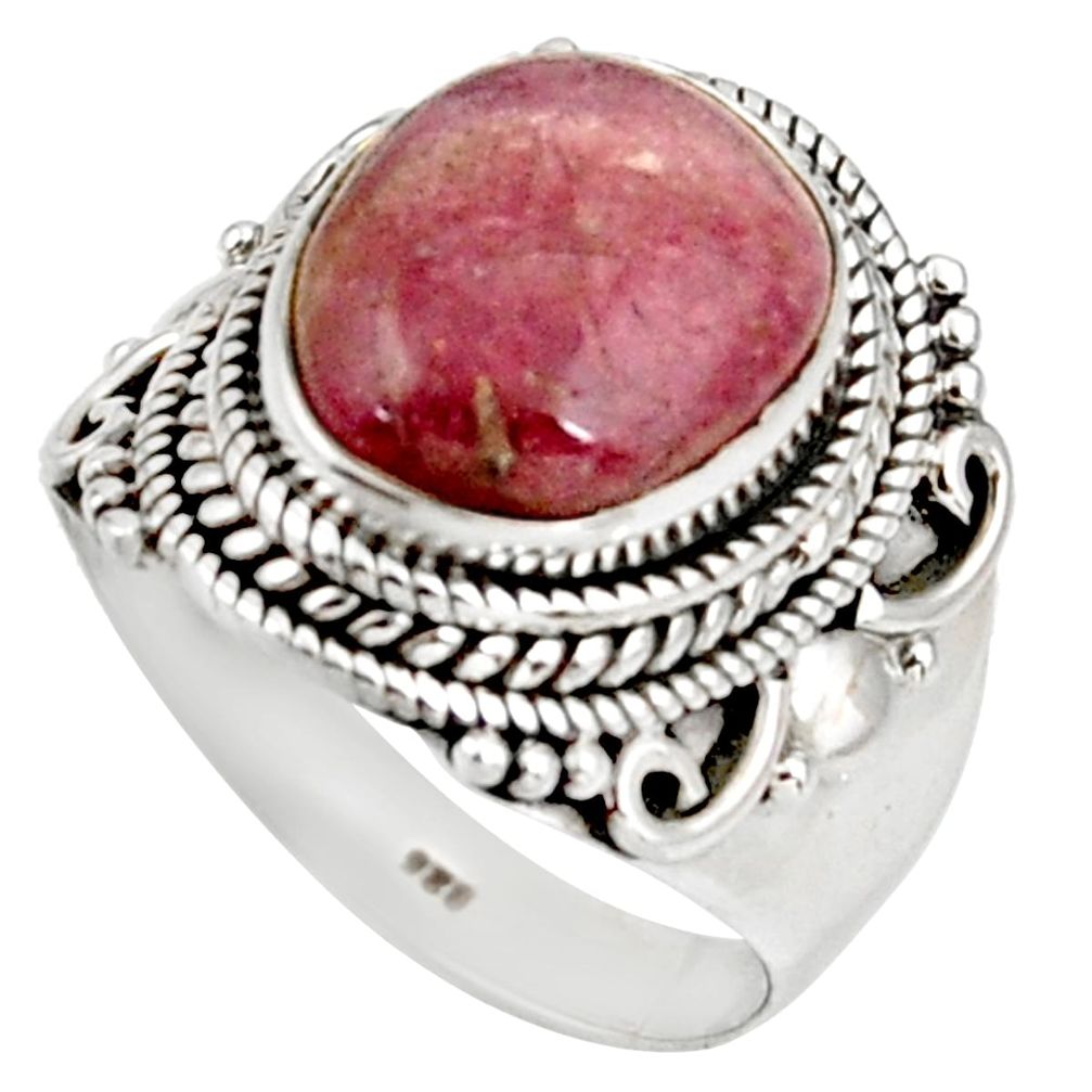 pink bio tourmaline 925 sterling silver ring size 6.5 d38909
