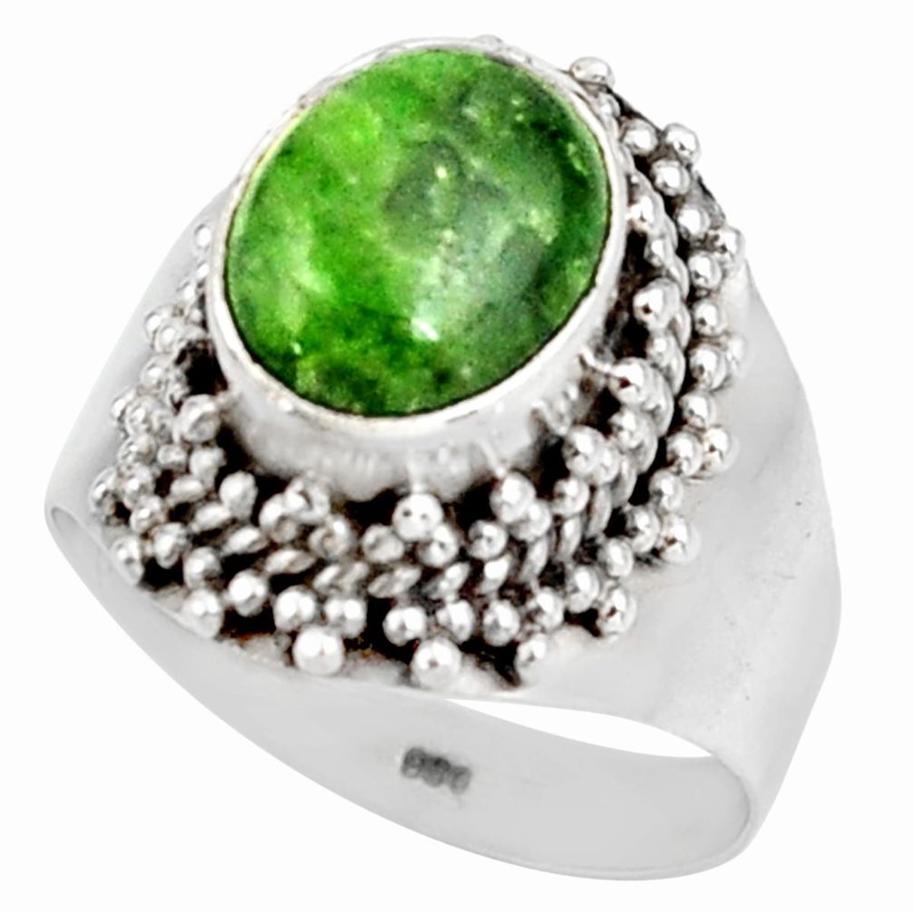 green chrome diopside 925 sterling silver ring size 7.5 d38912