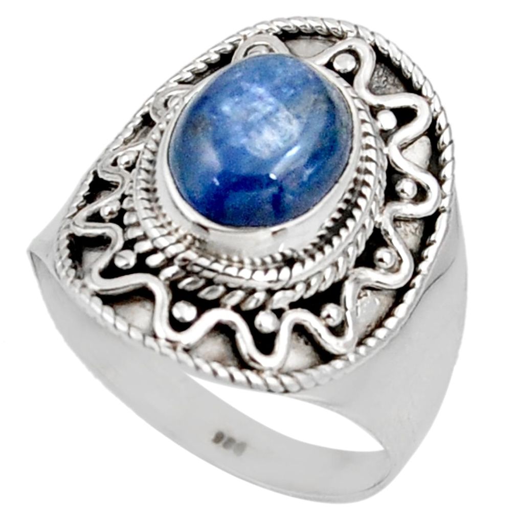 925 sterling silver 4.38cts natural blue kyanite ring jewelry size 9.5 d38916