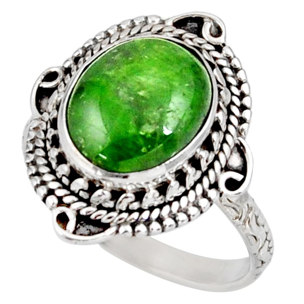green chrome diopside 925 silver solitaire ring size 8.5 d38932