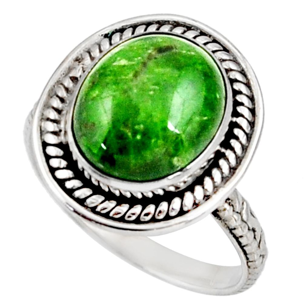 925 silver 5.09cts natural green chrome diopside solitaire ring size 8 d38934
