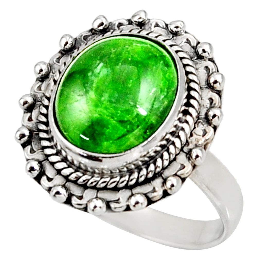 5.31cts natural green chrome diopside 925 silver solitaire ring size 7.5 d38936