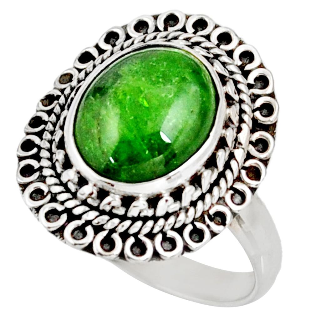 5.71cts natural green chrome diopside 925 silver solitaire ring size 9 d38937