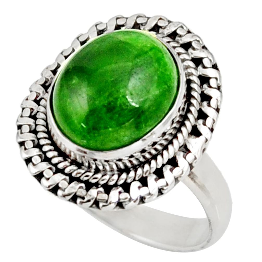 green chrome diopside 925 silver solitaire ring size 7.5 d38939