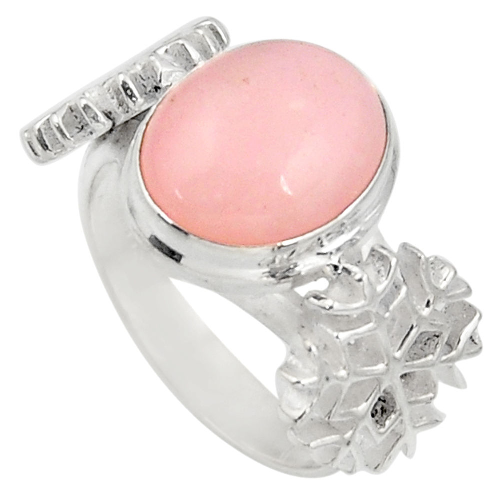 pink opal 925 silver solitaire ring jewelry size 7.5 d38943