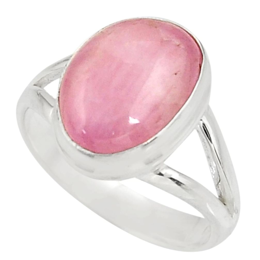 925 sterling silver 5.52cts natural pink kunzite solitaire ring size 8 d38944