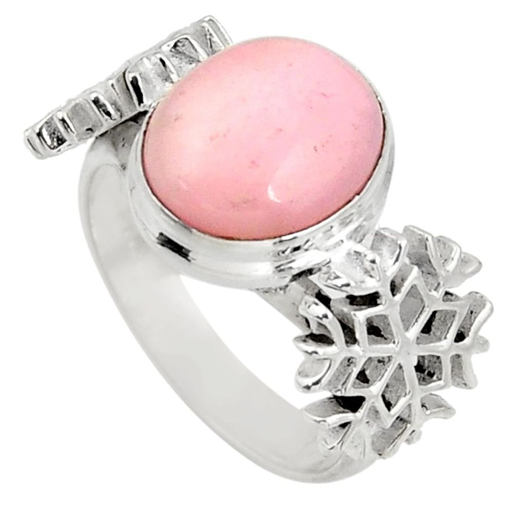 pink opal 925 silver snowflake solitaire ring size 8 d38948